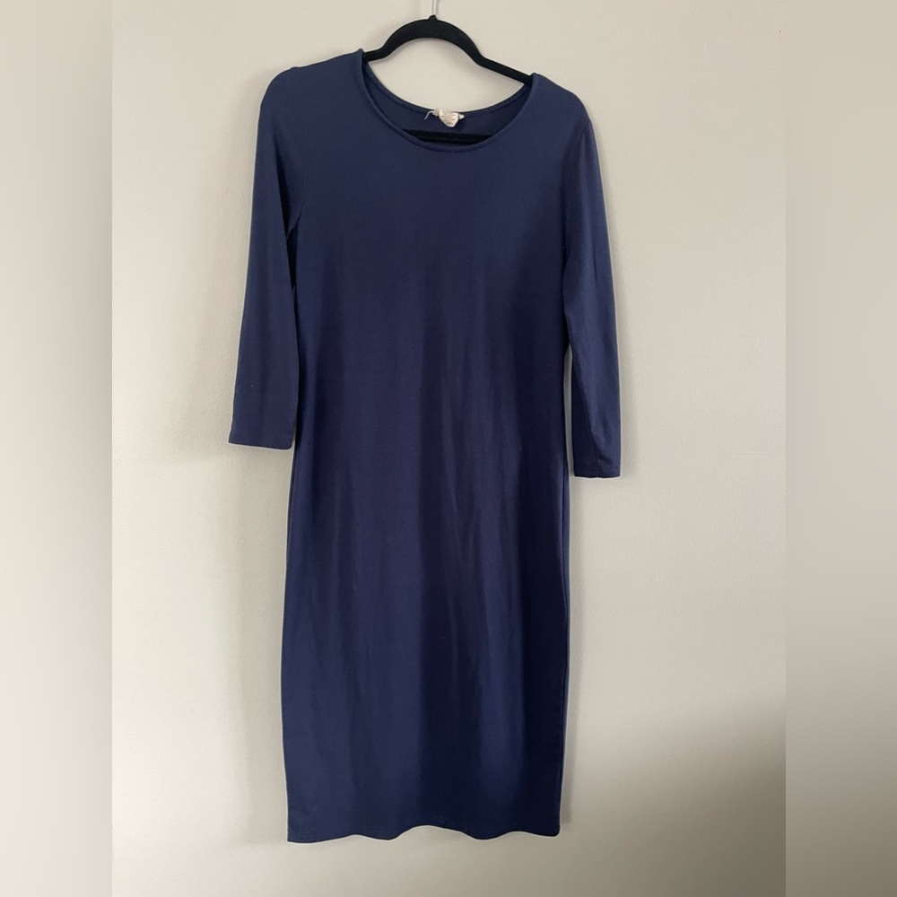 Yelete Dress Womens Midi Dress Size 2XL Navy Blue Knit Bodycon